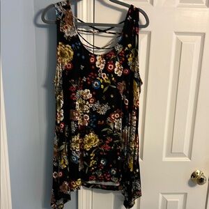 Context Pink and Red Asymmetrical Backless Tank Top